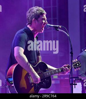 Noël Gallagher en concert à l'amphithéâtre FirstBank sur 25 juin 2023 à Franklin, TN. Les photos de Noel Gallagher ne peuvent être utilisées qu'à des fins éditoriales pour le groupe jouant en direct. AUCUN droit de reproduire le matériel sous forme d'affiche ou d'épinglette à vendre, à distribuer gratuitement ou à être exploité de quelque manière que ce soit, Séparément ou en tant que partie d'une publication est par les présentes accordée ou implicite, et aucun matériel découlant de ladite session ne peut être reproduit dans toute publication consacrée exclusivement ou principalement à l'artiste, à moins que l'autorisation préalable ait été obtenue de Noel gal Banque D'Images