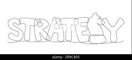 Stratégie une ligne sur fond blanc Illustration de Vecteur