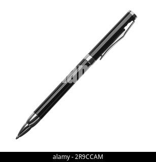 Nouveau stylo noir élégant isolé sur blanc Banque D'Images