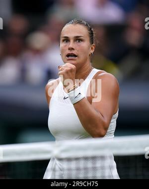 Photo du dossier datée du 06-07-2021, d'Aryna Sabalenka. Le numéro trois mondial des hommes Daniil Medvedev et le numéro deux des femmes Aryna Sabalenka entre autres seront de retour en action et c'est évidemment une bonne chose pour l'intégrité d'un tournoi de tennis. Date de publication : lundi 26 juin 2023. Banque D'Images