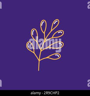 Collection magique de style dessin animé. Branche Doodle sur fond blanc. Illustration de Vecteur