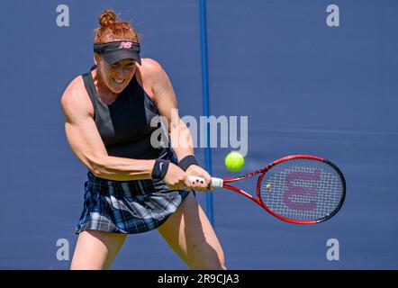 Madison Brengle (Etats-Unis) joue son premier match de qualification au premier jour de l'internationale Rothesay, Eastbourne 24th juin 2023. Elle a battu car Banque D'Images