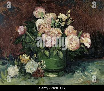 Vincent van Gogh – bol avec pivoines et roses 1886. Banque D'Images