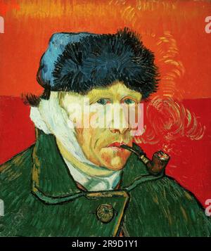 Vincent van Gogh – autoportrait avec oreille et pipe bandés Banque D'Images