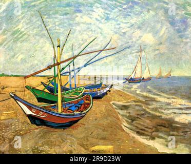 Vincent van Gogh – bateaux de pêche sur la plage de Saintes-Maries Banque D'Images