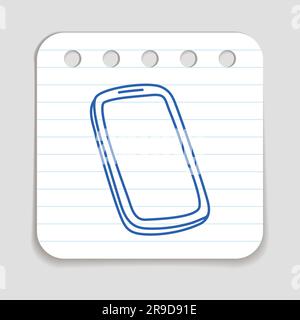 Doodle icône de téléphone mobile dans la ligne d'art sur le papier Illustration de Vecteur