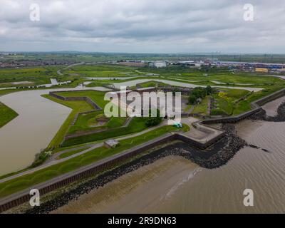 Photo aérienne drone de la forteresse de Tilbury. Le fort est situé à côté de la Tamise en Angleterre Banque D'Images