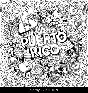 Porto Rico dessin animé doodle illustration Illustration de Vecteur