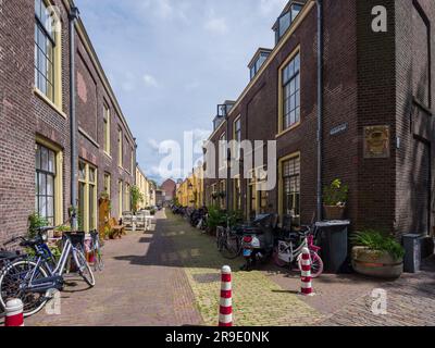 Sept ruelles, l'un des rares exemples restants de quartiers de classe ouvrière dans la ville d'Utrecht, pays-Bas, Europe. Banque D'Images