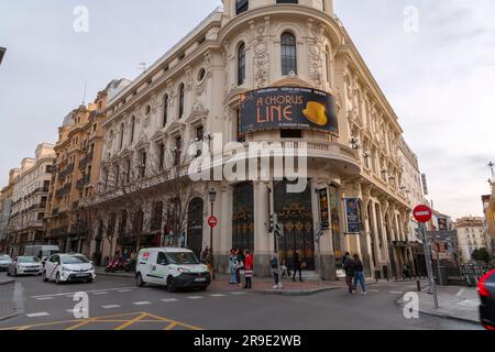 Madrid, Espagne - 16 FÉVRIER 2022 : vue extérieure du bâtiment du Théâtre Calderon à Madrid, la capitale de l'Espagne. Banque D'Images