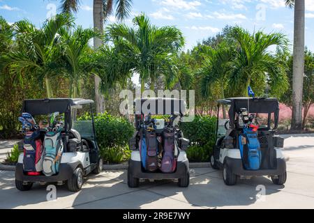 Préparation au tournoi de golf, Quail Creek Country Club, Naples, Floride, États-Unis Banque D'Images