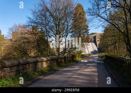 Sentier menant au barrage Derwent à Fairholmes, dans la vallée supérieure de Derwent, parc national Peak District, Derbyshire, Angleterre. Banque D'Images