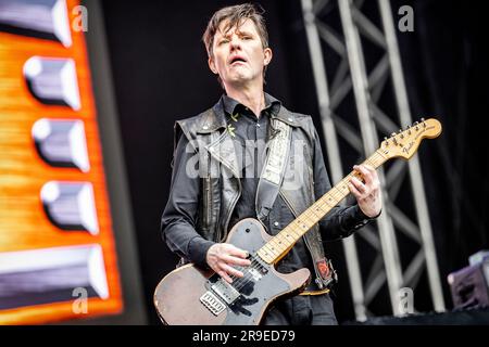 Oslo, Norvège. 21st, juin 2023. Le groupe suédois Sator donne un concert en direct pendant le festival de musique norvégien Ttons of Rock 2023 à Oslo. Ici, le chanteur et guitariste Kent Norberg est vu en direct sur scène. (Crédit photo: Gonzales photo - Terje Dokken). Banque D'Images