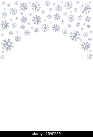 Flocon de neige arc hiver fond modèle différentes tailles flocons de neige sur fond blanc illustration vecteur de vacances Elément de conception vertical isolé Illustration de Vecteur
