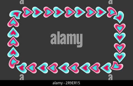 Cadre rectangulaire couvrant les cœurs multicolores pour un réseau social populaire. Noir - bleu - rose publicité moderne design de médias sociaux. Horizontale ou ver Illustration de Vecteur