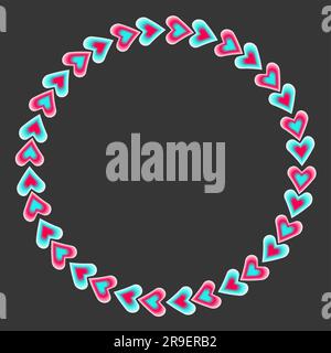 Cadre circulaire couvrant les cœurs multicolores pour un réseau social populaire. Blanc - bleu - rose publicité moderne design de médias sociaux. Illustration vectorielle Illustration de Vecteur