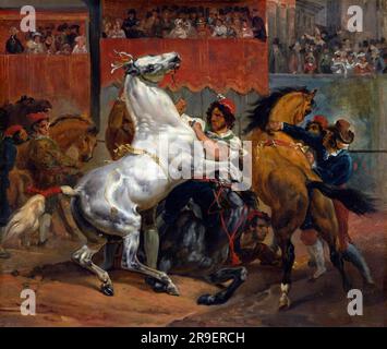 Le début de la course des chevaux Riderless par Horace Vernet (1789-1863), huile sur toile, 1820 Banque D'Images