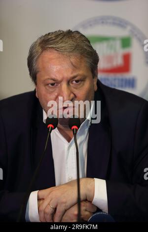 Campobasso, Italie. Élections régionales à Molise, Francesco Roberti est la nouvelle présidente de Molise. Campobasso, Italie. 26 juin 2023. ANTONIO NARDELLI / ALAMY ACTUALITÉS EN DIRECT Banque D'Images