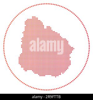 Badge numérique Uruguay. Carte en pointillés de l'Uruguay en cercle. Icône technologique du pays avec points en dégradé. Illustration du vecteur radiant. Illustration de Vecteur