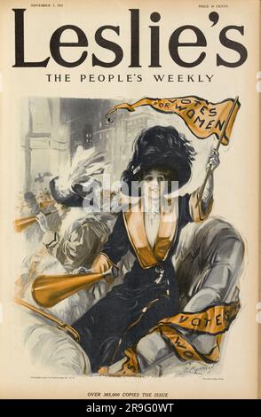 La première page de la revue hebdomadaire Leslie's consacrée au suffrage des femmes Banque D'Images
