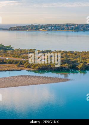 Swansea est une ville à l'entrée du lac Macquarie de l'océan Pacifique en Nouvelle-Galles du Sud, en Australie. Il fait partie des gouvernorats locaux de la ville de Lake Macquarie Banque D'Images