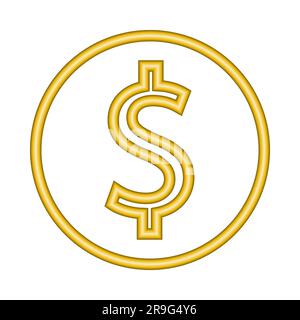3D symbole de dollar d'or icône de pièce d'or argent design signe de monnaie en cercle d'or illustration vectorielle isolée sur fond blanc Illustration de Vecteur