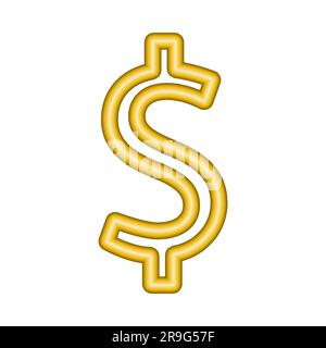 3D symbole de dollar d'or icône de pièce d'or argent design signe de monnaie en or illustration vectorielle isolée sur fond blanc Illustration de Vecteur