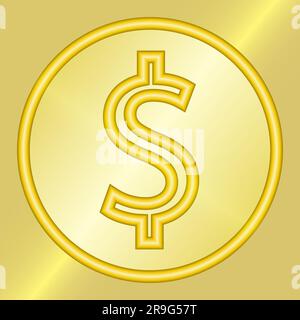 3D symbole de dollar d'or icône de pièce d'or argent design signe de monnaie en cercle d'or illustration vectorielle isolée sur fond doré Illustration de Vecteur