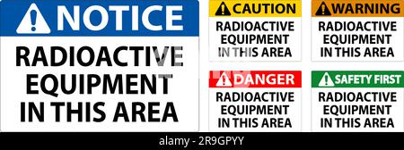 Avertissement attention équipement radioactif dans cette zone Illustration de Vecteur