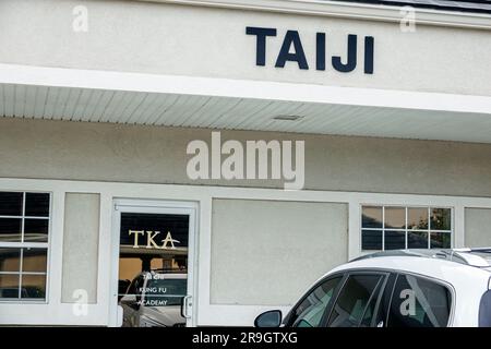 Fleming Island Jacksonville Florida, signe Taiji tai chi générique, cours d'arts martiaux, extérieur, bâtiments, entrée principale Banque D'Images