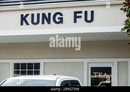 Fleming Island Jacksonville Florida, panneau générique Kung Fu, cours d'arts martiaux, extérieur, bâtiments, entrée principale Banque D'Images
