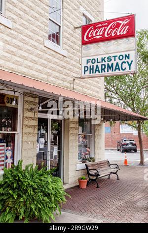 Folkston Georgia, petite ville, Folkston Pharmacy, Coca-Cola signez la publicité Banque D'Images