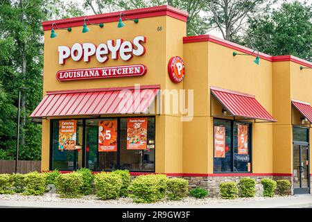 Hazelhurst Georgia, Popeyes Louisiana Kitchen fast food, restaurant extérieur, bâtiments, entrée principale Banque D'Images