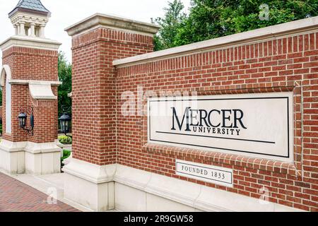 Macon Georgia, Université Mercer campus recherche privée, porte d'entrée Banque D'Images