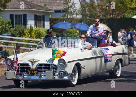 Parade de 4 juillet Palisades du Pacifique LA Mayor Villaraigosa.tif Banque D'Images