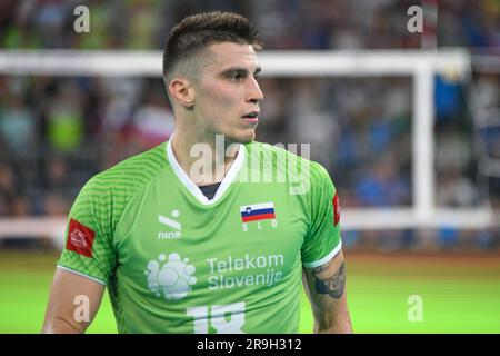 Klemen Cebulj (Slovénie). Championnat du monde de volley 2022. Quarts de finale Banque D'Images