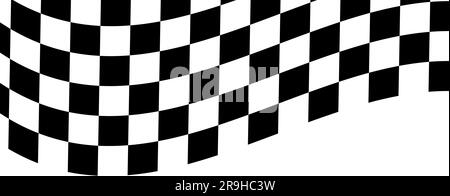 Drapeau de course agitant ou fond vertical de carte d'échecs. Motif de carrés noirs et blancs déformé. Papier peint Motocross, rallye, compétition de voitures de sport avec Illustration de Vecteur