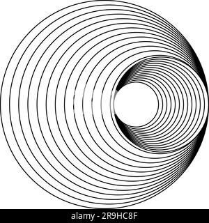 Entonnoir, trou portail ou trou noir avec cercles concentriques en perspective. Onde sonore, signal du sondeur, icône de rafale solaire isolée sur fond blanc Illustration de Vecteur