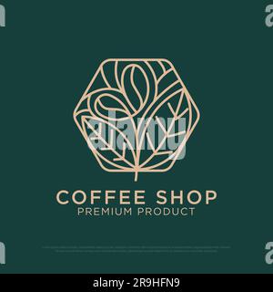 Logo Coffee Shop design Vector, illustration du logo Vintage Coffee avec style de contour, idéal pour les marques de restaurant, café, boissons logo Illustration de Vecteur