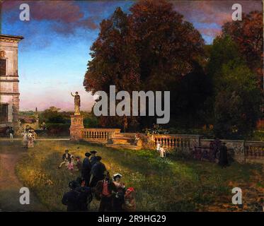 Oswald Achenbach, dans le parc de la Villa Borghèse, peinture à l'huile sur toile, 1886 Banque D'Images