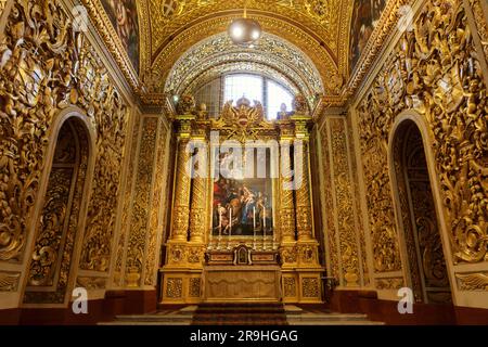 Langue de l'Allemagne Chapelle à l'intérieur de St. Co-cathédrale de John à la Valette, Malte Banque D'Images