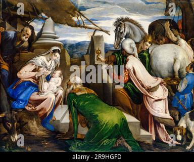 Jacopo Bassano, adoration des Mages, peinture à l'huile sur toile, 1563-1564 Banque D'Images