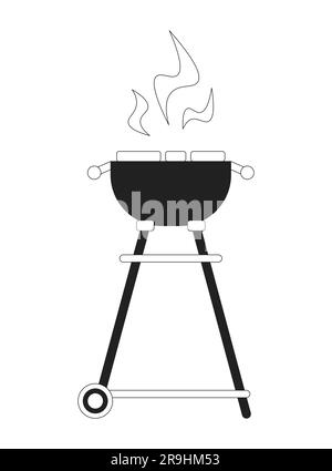 Griller avec des steaks d'objet vectoriel plat monochrome Illustration de Vecteur