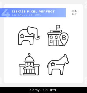 2D pixels modifiables ensemble parfait d'icônes de vote en ligne fine Illustration de Vecteur