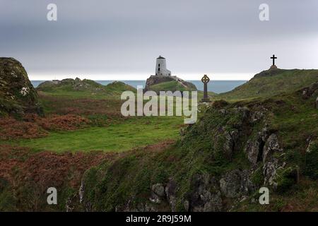 L'île de Llanddwyn est une petite île marémotrice au large de la côte ouest d'Anglesey, dans le nord du pays de Galles. Il est lié à Dwynwen, le Saint patron gallois des amoureux. Banque D'Images