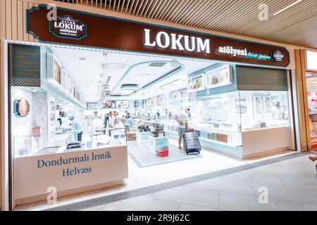 17 août 2022, Antalya, Turquie : entrée au Lokum Sweet dessert Shop Banque D'Images