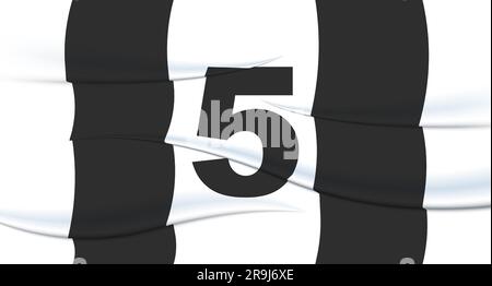 Numéro du footballeur blanc sur un maillot de football. 5 impression numérotée. Maillot de sport. Sports, olympiade, euro 2024, coupe d'or, championnat du monde. Illustration de Vecteur
