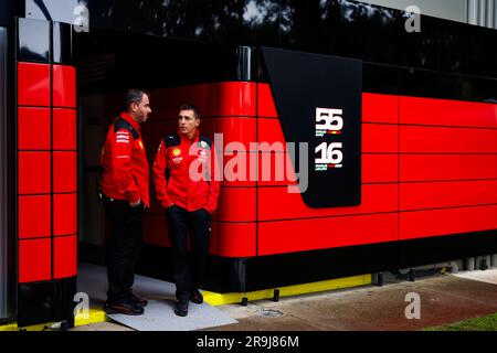 MELBOURNE, AUSTRALIE, circuit Albert Park Street, 31 mars : le garage de l'écurie Ferrari au Grand Prix de Formule 1 d'Australie à l'Albert Park Street Banque D'Images