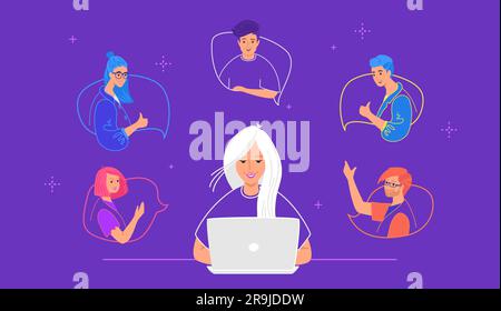 Séminaire en ligne pour les jeunes Illustration de Vecteur