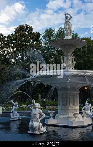 Fontaine au parc Forsyth de Savannah Banque D'Images